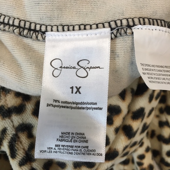 Jessica Simpson High Rise Brown Snow Washed Floral Pull on Cropped Sweatpants 1X - Picture 12 of 14